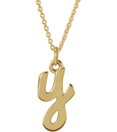 88516 Necklace 14K Yellow Initial Y 11.2 X 5.8 Mm 16 In Polished Petite Initial Necklace