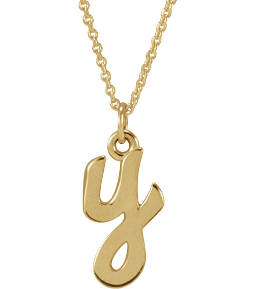 88516 Necklace 14K Yellow Initial Y 11.2 X 5.8 Mm 16 In Polished Petite Initial Necklace