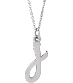 88516 Necklace 14K White Initial J 13.7 X 6 Mm 16 In Polished Petite Initial Necklace