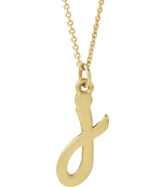 88516 Necklace 14K Yellow Initial J 13.7 X 6 Mm 16 In Polished Petite Initial Necklace