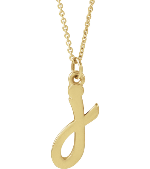 88516 Necklace 14K Yellow Initial J 13.7 X 6 Mm 16 In Polished Petite Initial Necklace