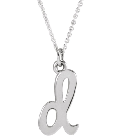 88516 Necklace 14K White Initial D 12.15 X 6.45 Mm 16 In Polished Petite Initial Necklace