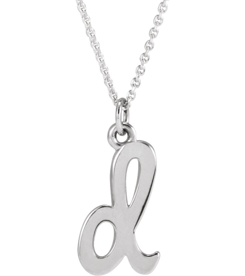 88516 Necklace 14K White Initial D 12.15 X 6.45 Mm 16 In Polished Petite Initial Necklace