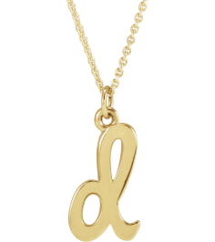 88516 Necklace 14K Yellow Initial D 12.15 X 6.45 Mm 16 In Polished Petite Initial Necklace