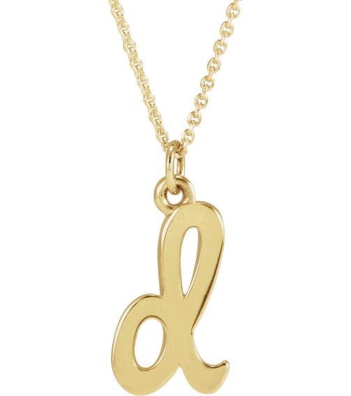 88516 Necklace 14K Yellow Initial D 12.15 X 6.45 Mm 16 In Polished Petite Initial Necklace