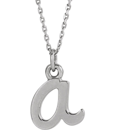 88516 Necklace 14K White Initial A 8.25 X 6.75 Mm 16 In Polished Petite Initial Necklace