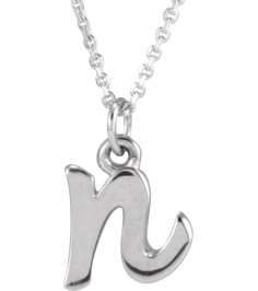 88516 Necklace 14K White Initial N 7.75 X 6.95 Mm 16 In Polished Petite Initial Necklace