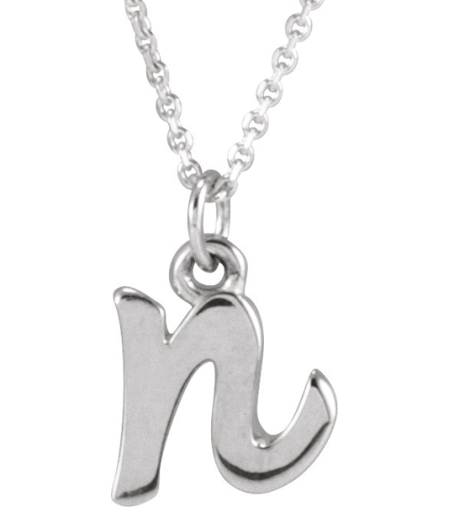 88516 Necklace 14K White Initial N 7.75 X 6.95 Mm 16 In Polished Petite Initial Necklace