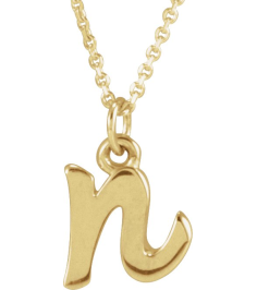 88516 Necklace 14K Yellow Initial N 7.75 X 6.95 Mm 16 In Polished Petite Initial Necklace