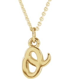 88516 Necklace 14K Yellow Initial O 7.95 X 5.6 Mm 16 In Polished Petite Initial Necklace