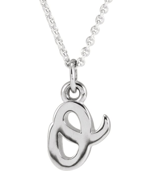 88516 Necklace 14K White Initial O 7.95 X 5.6 Mm 16 In Polished Petite Initial Necklace
