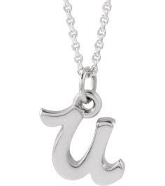 88516 Necklace 14K White Initial U 7.45 X 7.25 Mm 16 In Polished Petite Initial Necklace