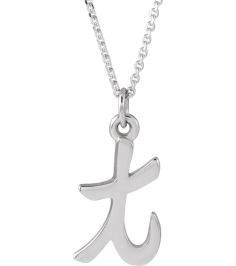 88516 Necklace 14K White Initial T 11.8 X 6.6 Mm 16 In Polished Petite Initial Necklace