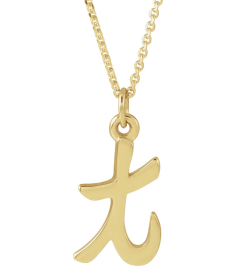 88516 Necklace 14K Yellow Initial T 11.8 X 6.6 Mm 16 In Polished Petite Initial Necklace