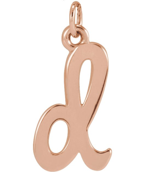 88516 Pendant 14K Rose Initial D 12.15 X 6.45 Mm Polished Petite Initial Pendant