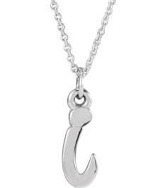 88516 Necklace 14K White Initial I 9.6 X 3.4 Mm 16 In Polished Petite Initial Necklace