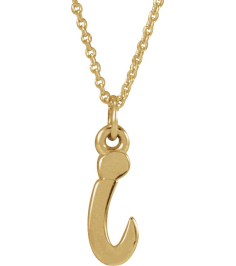88516 Necklace 14K Yellow Initial I 9.6 X 3.4 Mm 16 In Polished Petite Initial Necklace