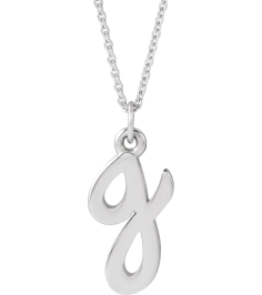 88516 Necklace 14K White Initial G 12.25 X 6.25 Mm 16 In Polished Petite Initial Necklace