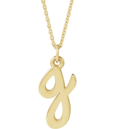 88516 Necklace 14K Yellow Initial G 12.25 X 6.25 Mm 16 In Polished Petite Initial Necklace