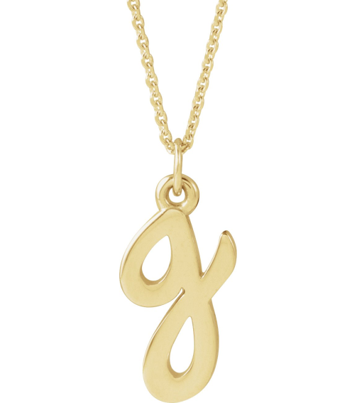 88516 Necklace 14K Yellow Initial G 12.25 X 6.25 Mm 16 In Polished Petite Initial Necklace