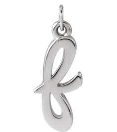 88516 Pendant 14K White Initial F 12.9 X 5.45 Mm Polished Petite Initial Pendant