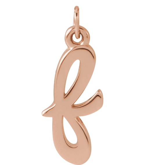 88516 Pendant 14K Rose Initial F 12.9 X 5.45 Mm Polished Petite Initial Pendant