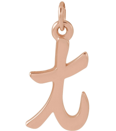 88516 Pendant 14K Rose Initial T 11.8 X 6.6 Mm Polished Petite Initial Pendant