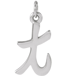 88516 Pendant Platinum Initial T 11.8 X 6.6 Mm Polished Petite Initial Pendant