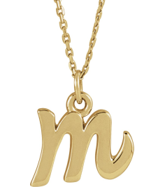 88516 Necklace 14K Yellow Initial M 9 X 7.7 Mm 16 In Polished Petite Initial Necklace