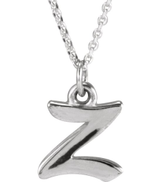 88516 Necklace 14K White Initial Z 7.45 X 6.5 Mm 16 In Polished Petite Initial Necklace