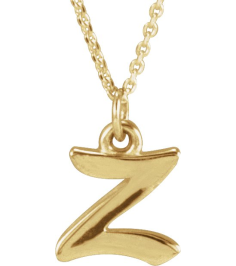 88516 Necklace 14K Yellow Initial Z 7.45 X 6.5 Mm 16 In Polished Petite Initial Necklace