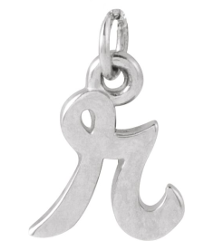 88516 Pendant 14K White Initial R 7.9 X 6.45 Mm Polished Petite Initial Pendant
