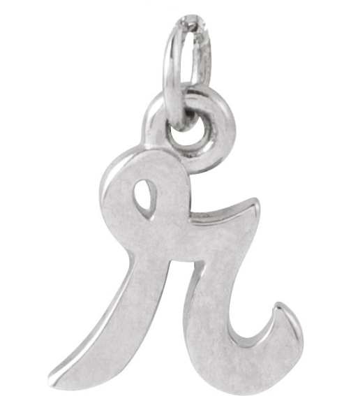 88516 Pendant 14K White Initial R 7.9 X 6.45 Mm Polished Petite Initial Pendant