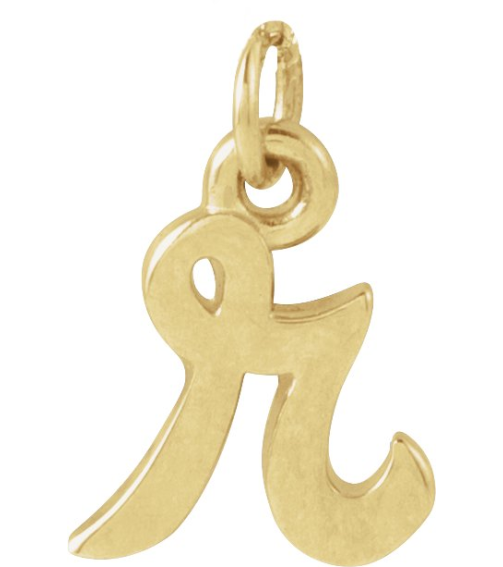 88516 Pendant 14K Yellow Initial R 7.9 X 6.45 Mm Polished Petite Initial Pendant