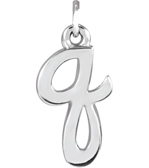 88516 Pendant 14K White Initial Q 11.5 X 6.1 Mm Polished Petite Initial Pendant