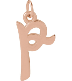 88516 Pendant 14K Rose Initial P 11.5 X 6.75 Mm Polished Petite Initial Pendant