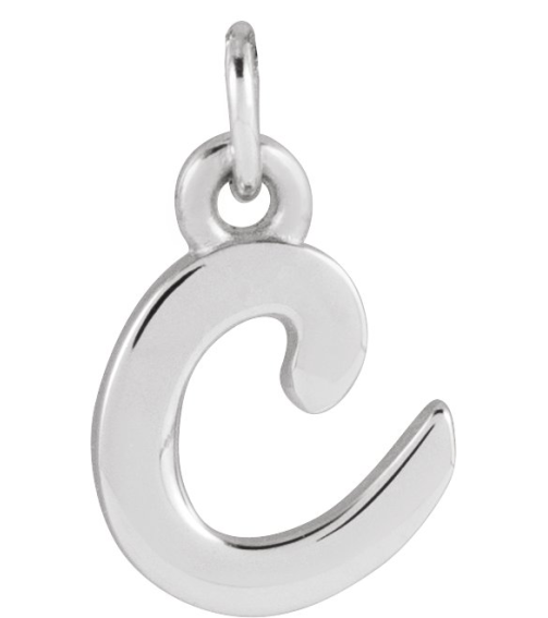 88516 Pendant Platinum Initial C 7.9 X 6 Mm Polished Petite Initial Pendant