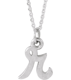 88516 Necklace 14K White Initial R 7.9 X 6.45 Mm 16 In Polished Petite Initial Necklace