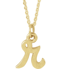 88516 Necklace 14K Yellow Initial R 7.9 X 6.45 Mm 16 In Polished Petite Initial Necklace