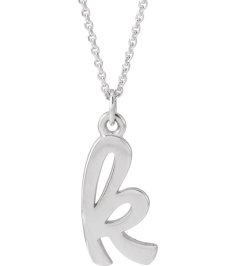 88516 Necklace 14K White Initial K 12.35 X 5.85 Mm 16 In Polished Petite Initial Necklace