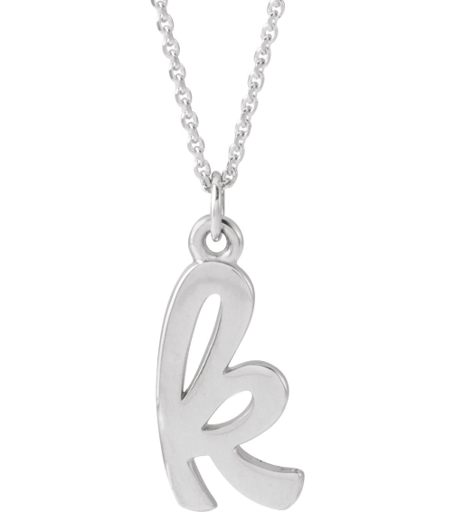 88516 Necklace 14K White Initial K 12.35 X 5.85 Mm 16 In Polished Petite Initial Necklace