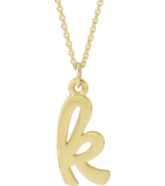 88516 Necklace 14K Yellow Initial K 12.35 X 5.85 Mm 16 In Polished Petite Initial Necklace