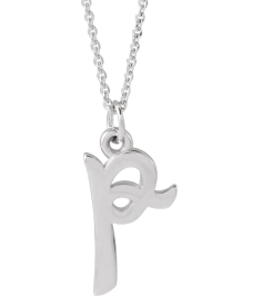 88516 Necklace 14K White Initial P 11.5 X 6.75 Mm 16 In Polished Petite Initial Necklace