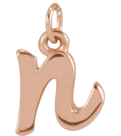 88516 Pendant 14K Rose Initial N 7.75 X 6.95 Mm Polished Petite Initial Pendant