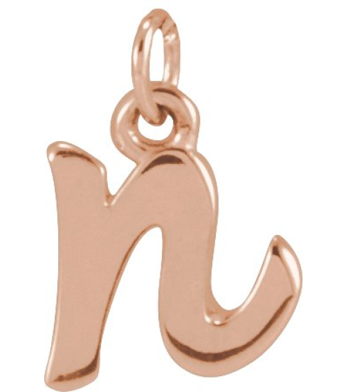 88516 Pendant 14K Rose Initial N 7.75 X 6.95 Mm Polished Petite Initial Pendant