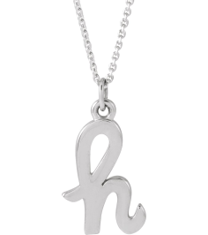 88516 Necklace 14K White Initial H 12.4 X 7.6 Mm 16 In Polished Petite Initial Necklace