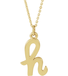 88516 Necklace 14K Yellow Initial H 12.4 X 7.6 Mm 16 In Polished Petite Initial Necklace