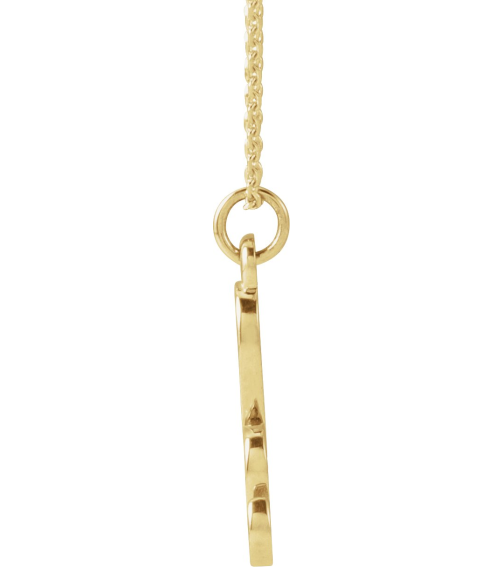 88516 Necklace 14K Yellow Initial H 12.4 X 7.6 Mm 16 In Polished Petite Initial Necklace