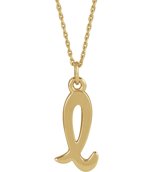 88516 Necklace 14K Yellow Initial L 12.25 X 5.65 Mm 16 In Polished Petite Initial Necklace