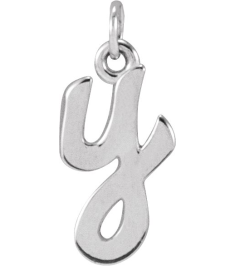 88516 Pendant 14K White Initial Y 11.2 X 5.8 Mm Polished Petite Initial Pendant